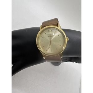 Timex Women's T2P3409J Weekender Metallic Bronze Slip-Thru Leather Strap Watch